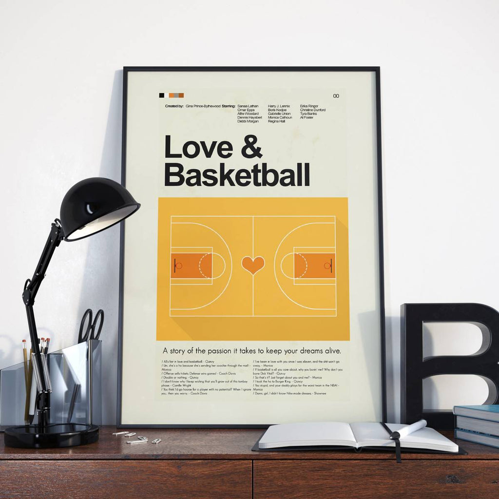 Love &amp;Amp; Basketball Mid-Century Modern Inspired Print - Poster | Canvas Wall Art Print