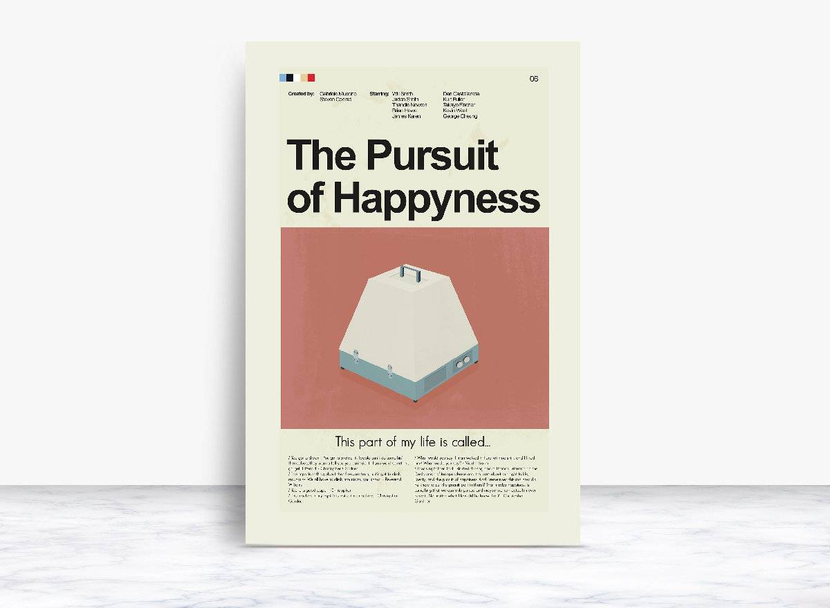 The Pursuit Of Happyness Mid-Century Modern Inspired Print - Poster | Canvas Wall Art Print