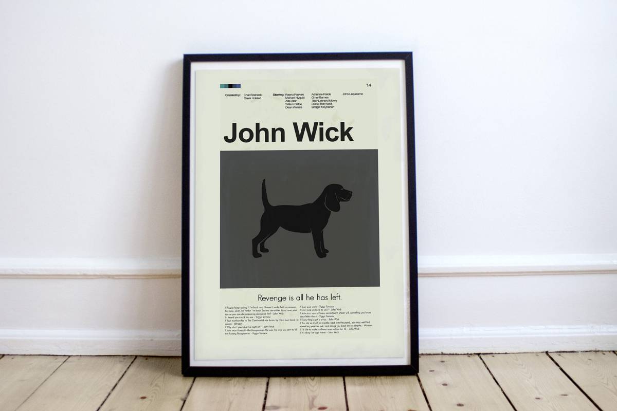 John Wick Mid-Century Modern Inspired Print - Poster | Canvas Wall Art Print