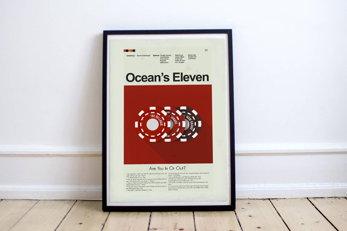 Ocean'S Eleven Mid-Century Modern Inspired Print - Poster | Canvas Wall Art Print