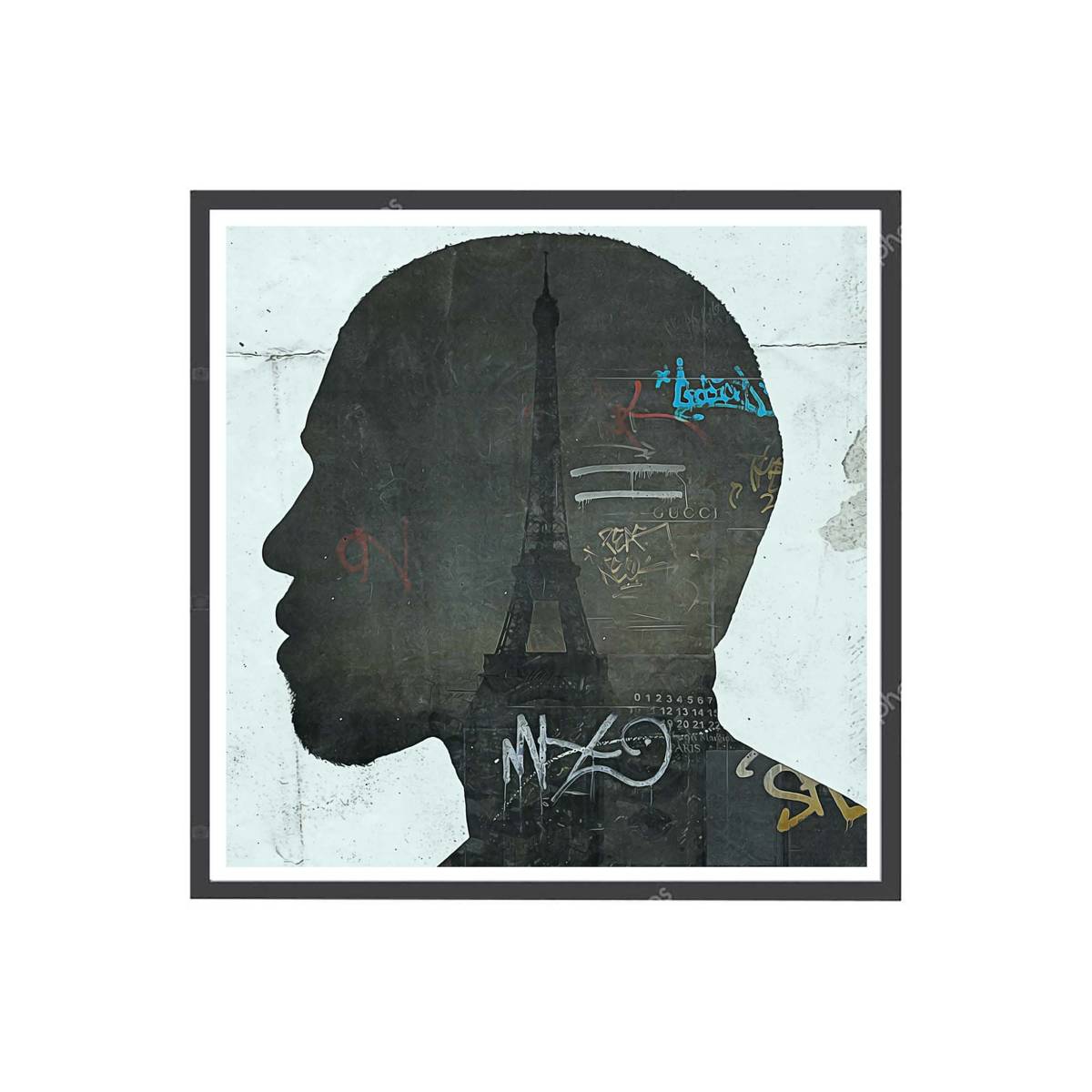 Kanye West In Paris Graffiti Square Poster, Hypebeast Poster, Hip Hop Poster, Urban Wall Art, Yeezy Wall Art, Music Poster Motivational Art - Poster | Canvas Wall Art Print