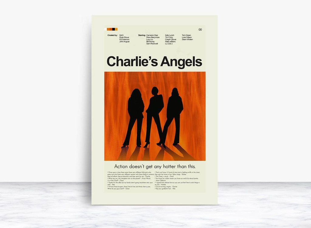 Charlie'S Angels (2000) Mid-Century Modern Inspired Print - Poster | Canvas Wall Art Print