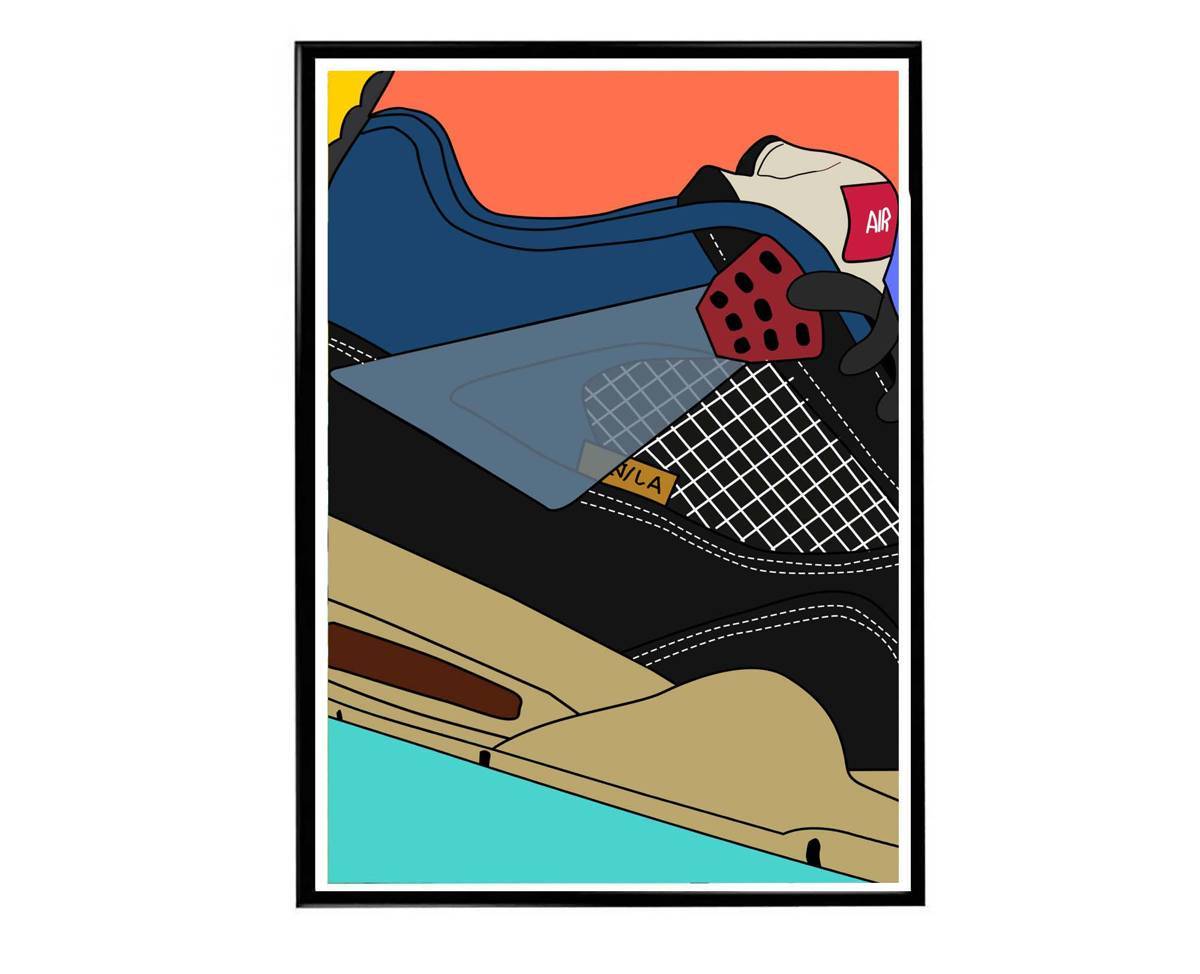 Union Air Jordan Bk Close Sneaker Poster, Hypebeast Poster, Kicks Poster, Urban Wall Art, Graffiti Art, Streetwear Posters, Sneaker Art - Poster | Canvas Wall Art Print