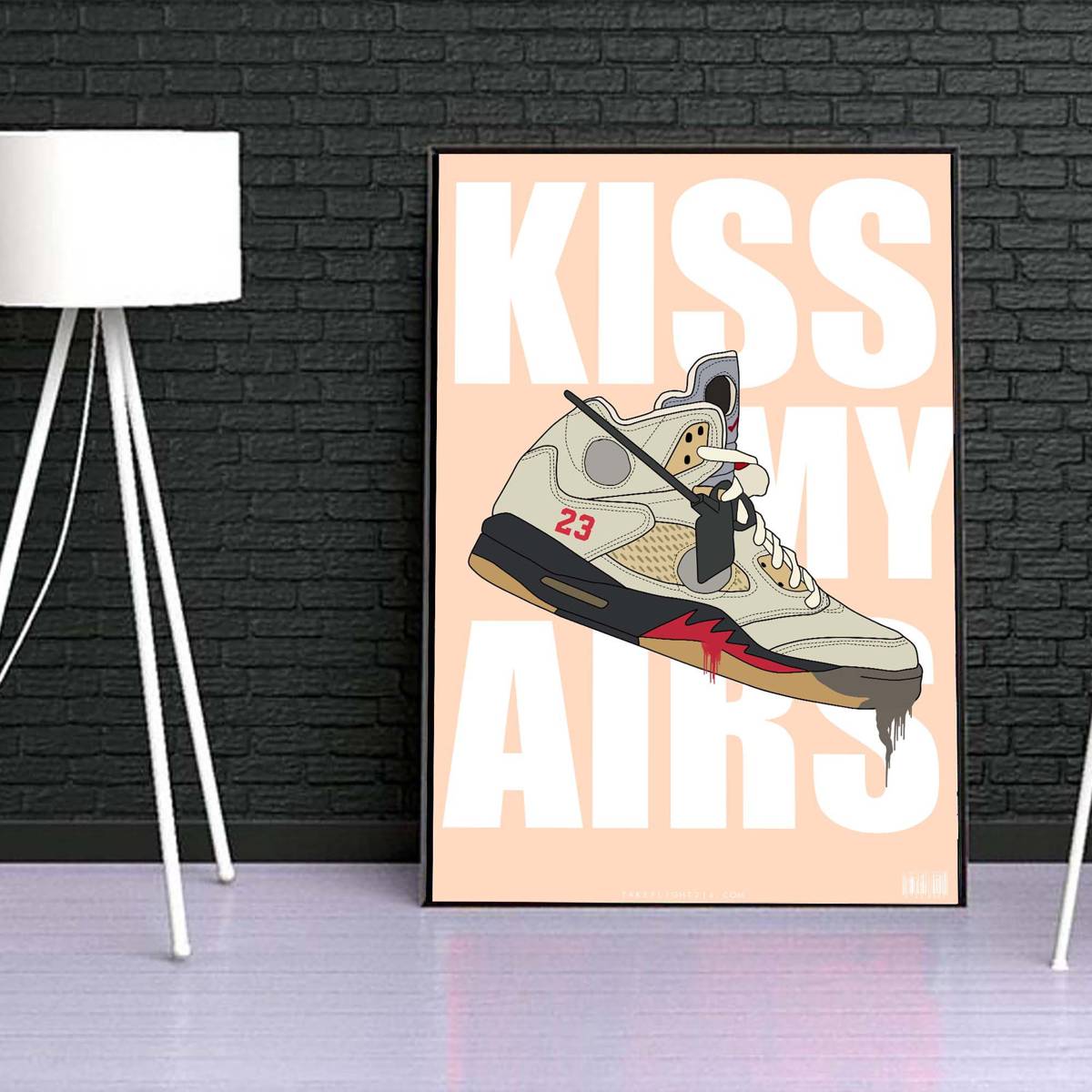 Tan Air Jordan Kiss My Airs Sneaker Poster, Hypebeast Poster, Kicks Poster, Urban Wall Art, Graffiti Art, Streetwear Posters, Sneaker Art - Poster | Canvas Wall Art Print