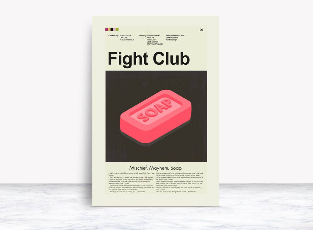 Fight Club Mid-Century Modern Inspired Print - Poster | Canvas Wall Art Print