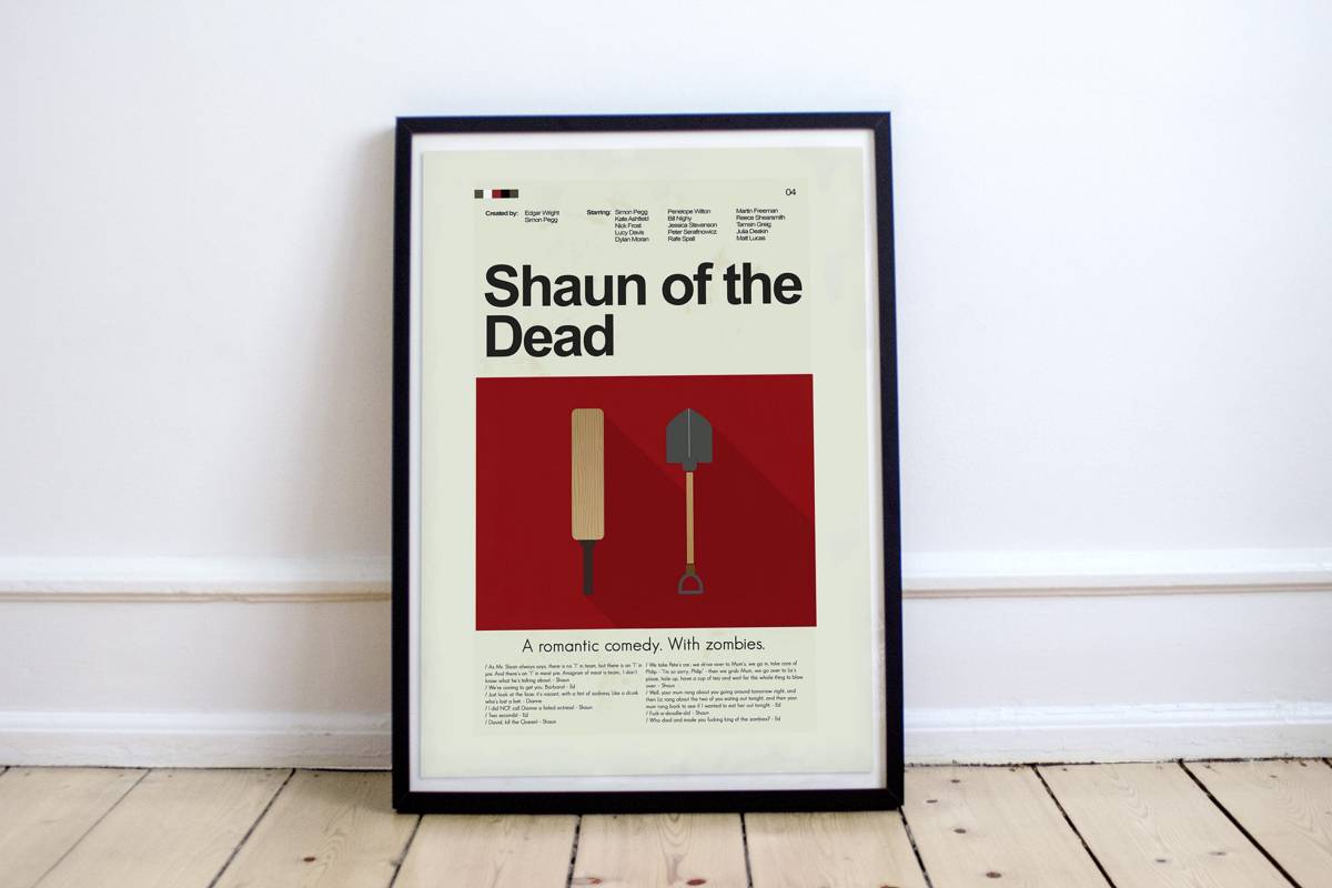 Shaun Of The Dead Mid-Century Modern Inspired Print - Poster | Canvas Wall Art Print