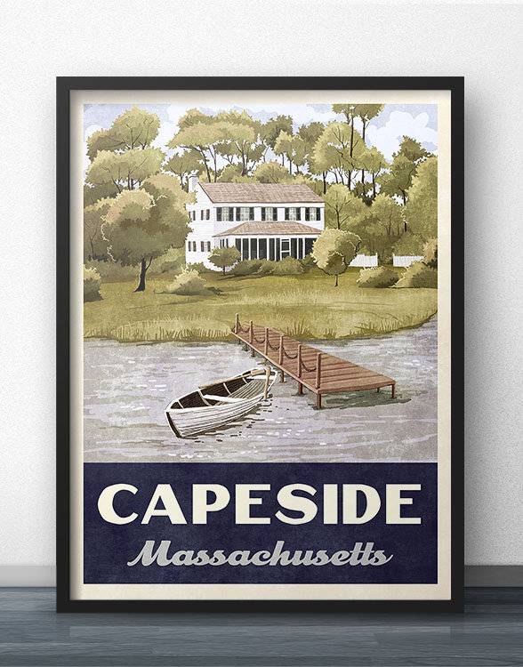 Capeside Massachusetts Retro Vintage Travel Poster – Poster | Canvas Wall Art Print