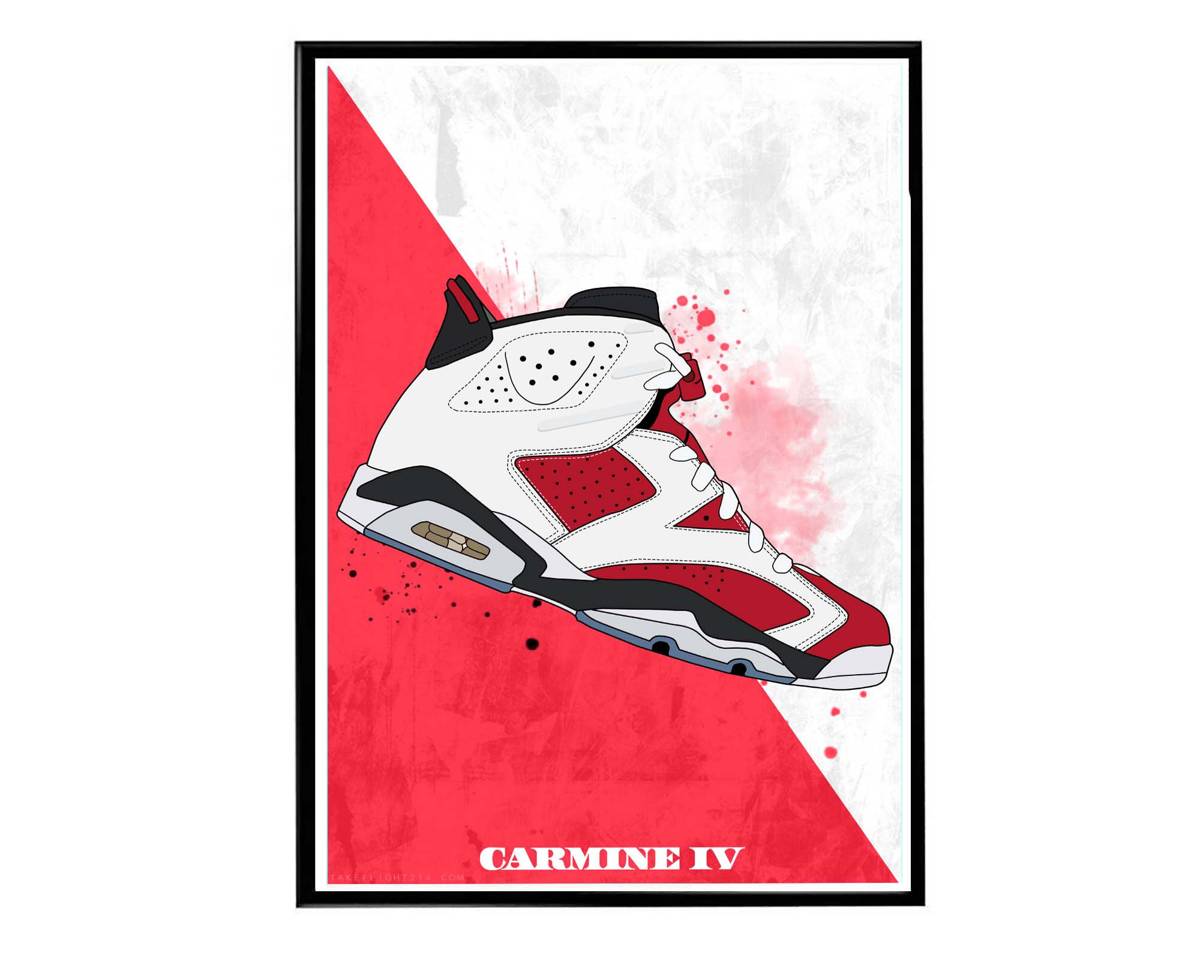 Carmine 6 Sneaker Poster, Hypebeast Poster, Kicks Poster, Urban Wall Art, Graffiti Wall Art, Streetwear Posters, Sneaker Wall Art - Poster | Canvas Wall Art Print