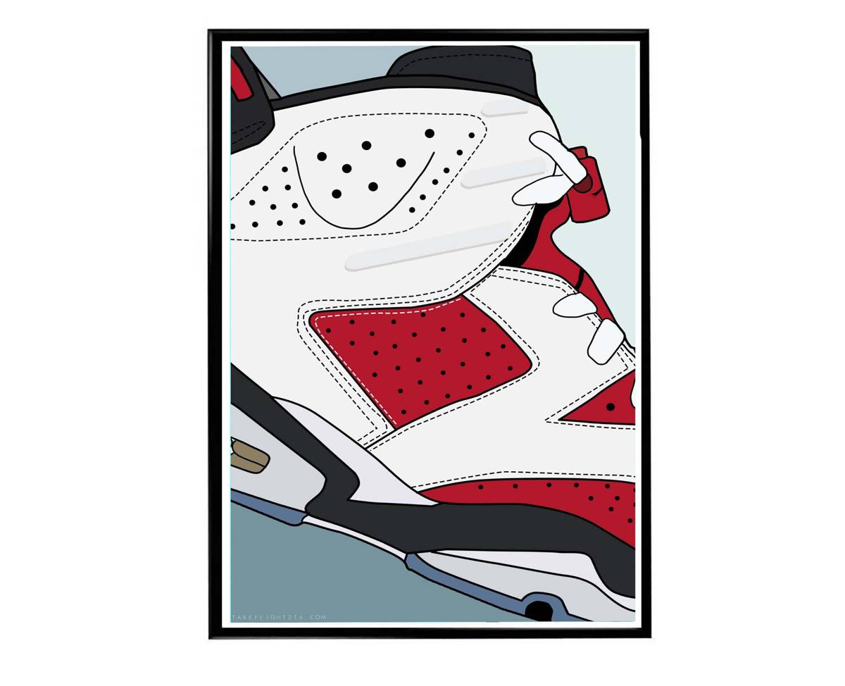 Carmine 6 Close Sneaker Poster, Hypebeast Poster, Kicks Poster, Urban Wall Art, Graffiti Wall Art, Streetwear Posters, Sneaker Wall Art - Poster | Canvas Wall Art Print