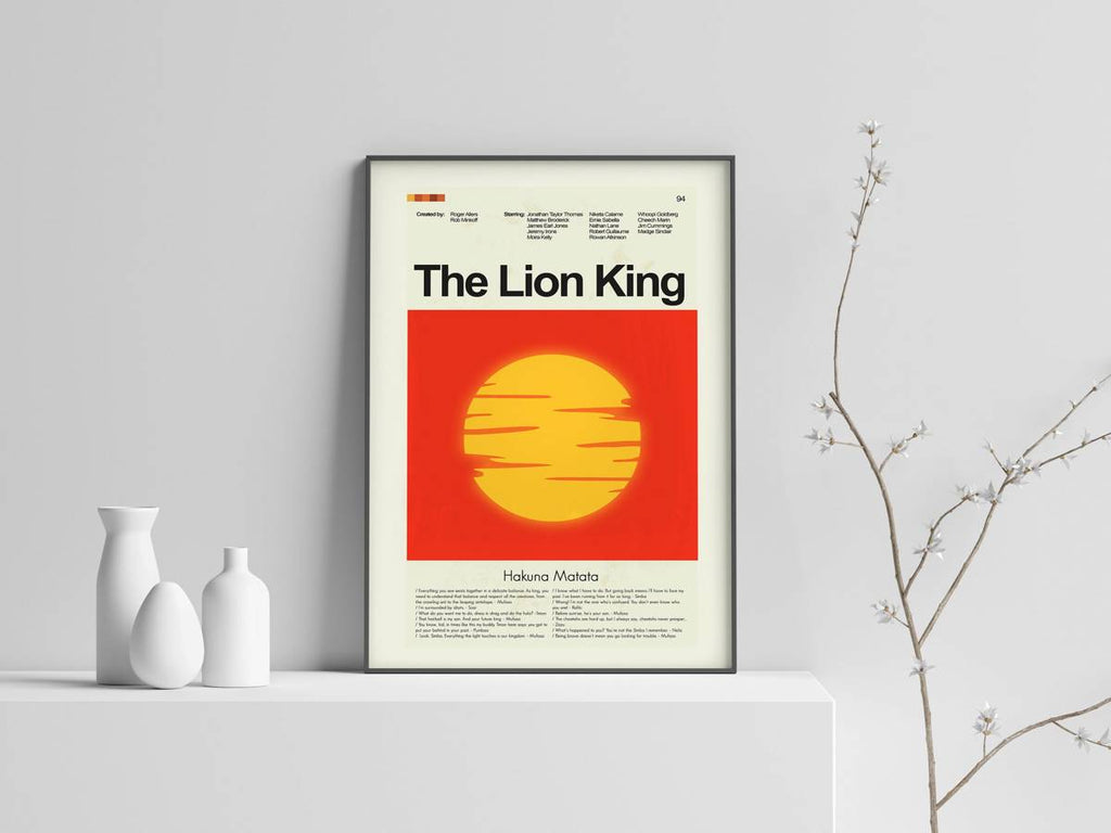 The Lion King Mid-Century Modern Inspired Print - Poster | Canvas Wall Art Print