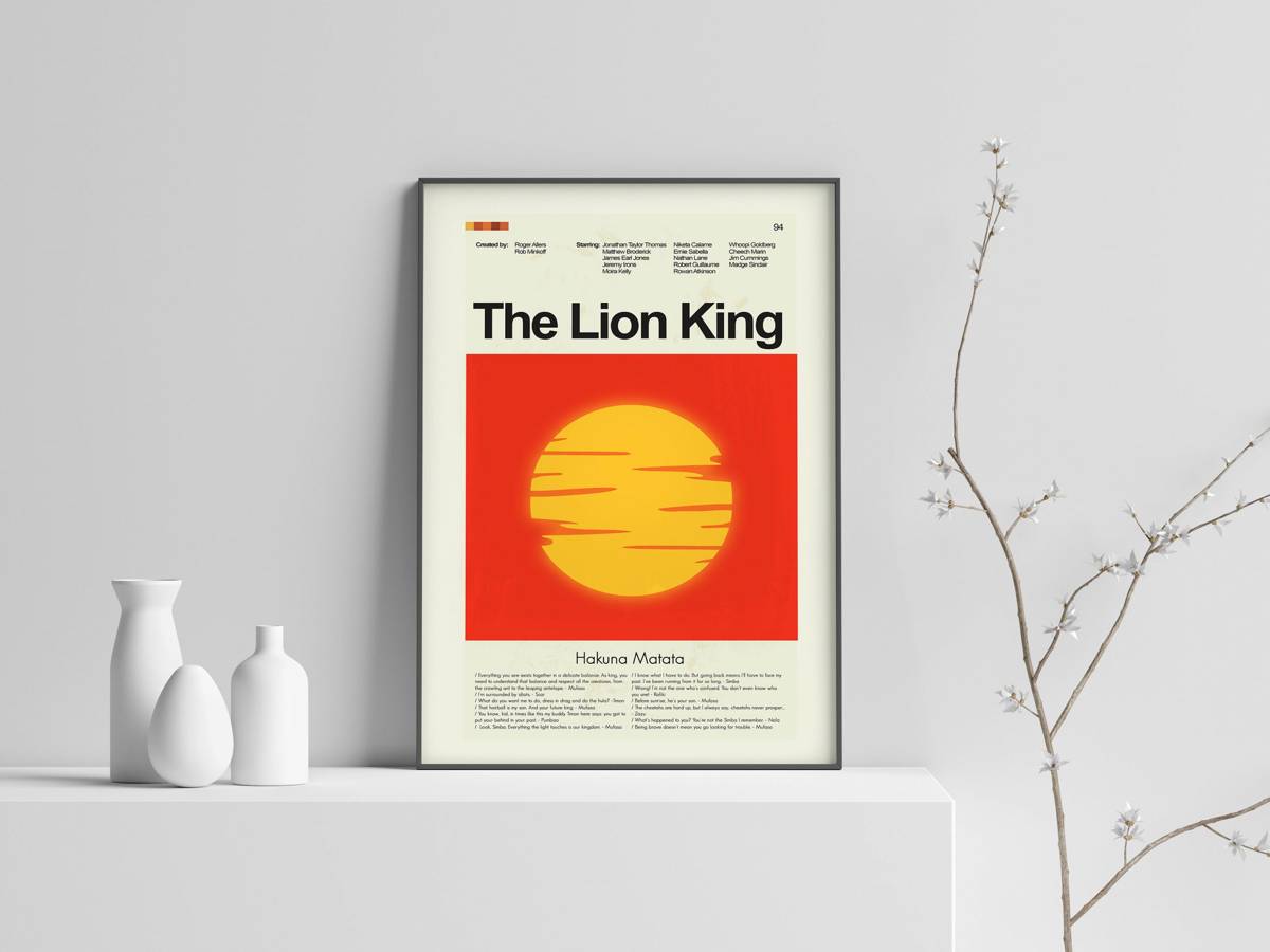 The Lion King Mid-Century Modern Inspired Print - Poster | Canvas Wall Art Print