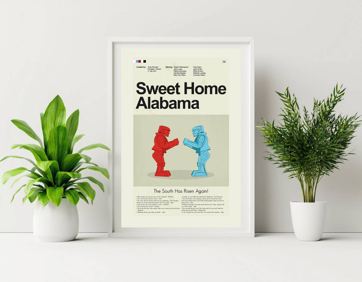 Sweet Home Alabama Mid-Century Modern Inspired Print - Poster | Canvas Wall Art Print