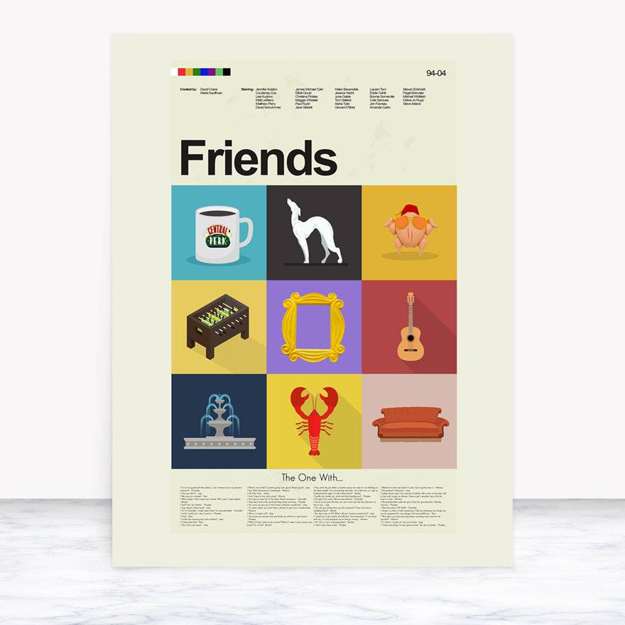 Friends Large Mid-Century Modern Inspired Print - 18"X24" Print Only - Poster | Canvas Wall Art Print