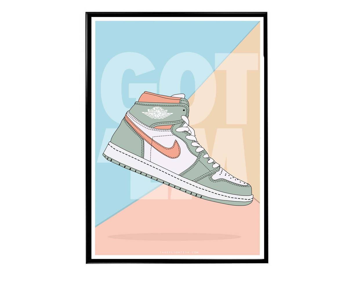 Aj 1 Healing Orange Sneaker Poster, Hypebeast Poster, Kicks Poster, Urban Wall Art, Graffiti Wall Art, Streetwear Posters, Sneaker Wall Art - Poster | Canvas Wall Art Print