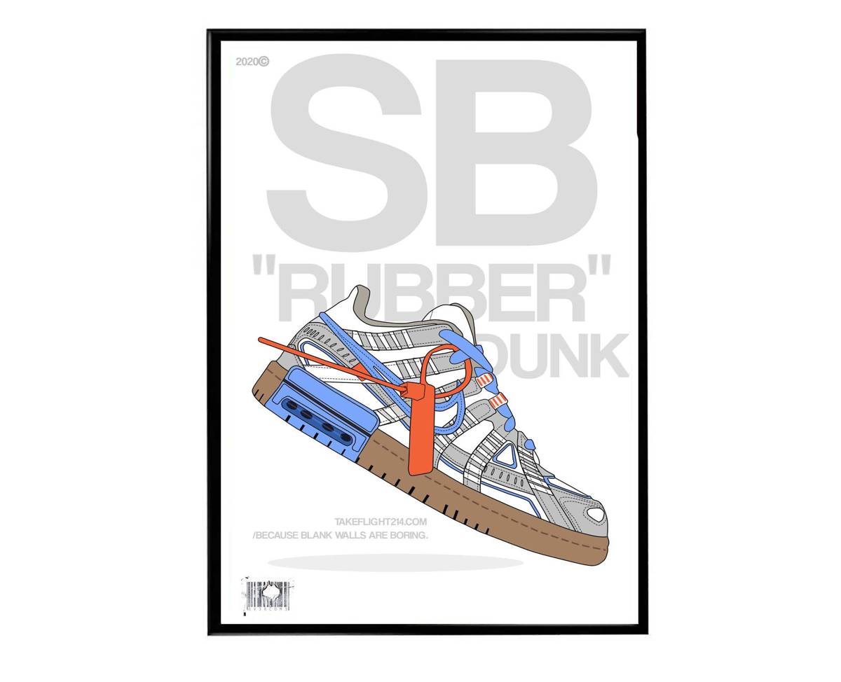 Ow Rubber Dunk Wt Sneaker Poster, Hypebeast Poster, Kicks Poster, Urban Wall Art, Graffiti Wall Art, Streetwear Posters, Sneaker Wall Art - Poster | Canvas Wall Art Print