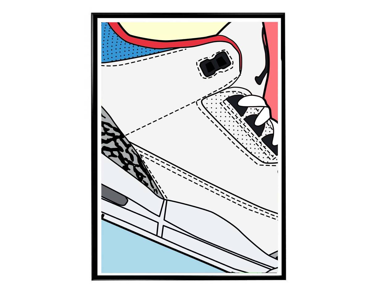 Air Jordan 3 Soul Close Sneaker Poster, Hypebeast Poster, Kicks Poster, Urban Wall Art, Graffiti Wall Art, Streetwear Posters, Sneaker Art - Poster | Canvas Wall Art Print