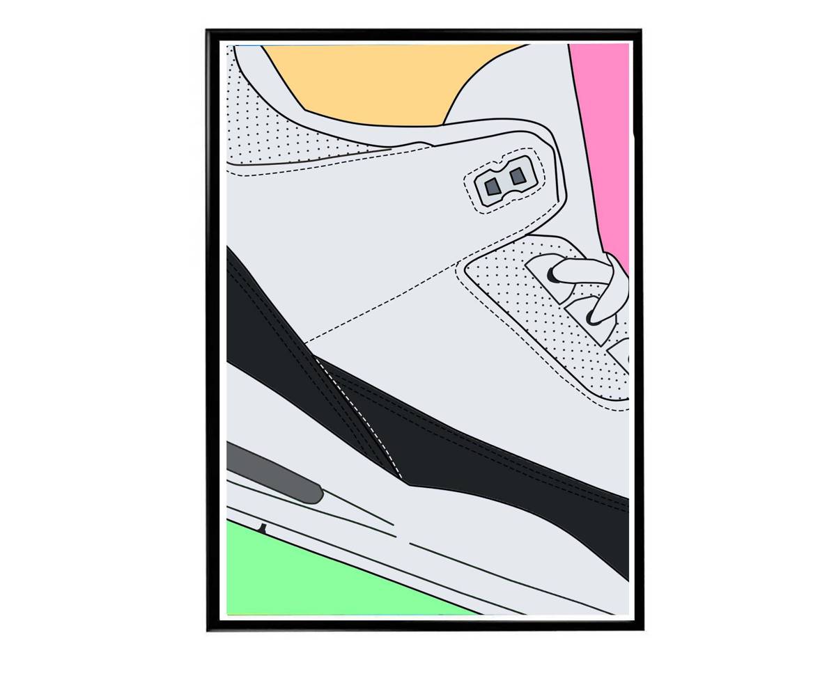 Fragment Design Jordan 3 Close Sneaker Poster, Hypebeast Poster, Kicks Poster, Urban Wall Art, Graffiti, Streetwear Poster, Sneaker Art - Poster | Canvas Wall Art Print