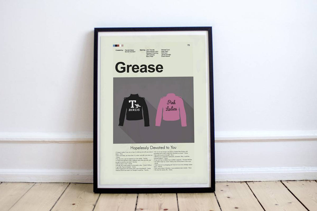 Grease Mid-Century Modern Inspired Print - Poster | Canvas Wall Art Print