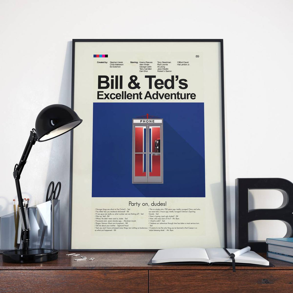 Bill &amp;Amp; Ted'S Excellent Adventure Mid-Century Modern Inspired Print - Poster | Canvas Wall Art Print