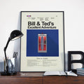Bill &amp;Amp; Ted'S Excellent Adventure Mid-Century Modern Inspired Print - Poster | Canvas Wall Art Print