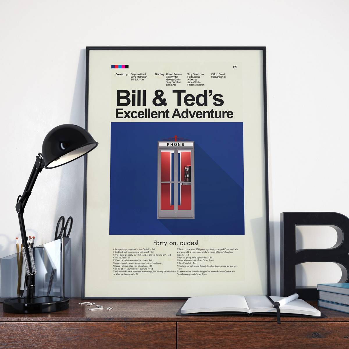 Bill &amp;Amp; Ted'S Excellent Adventure Mid-Century Modern Inspired Print - Poster | Canvas Wall Art Print