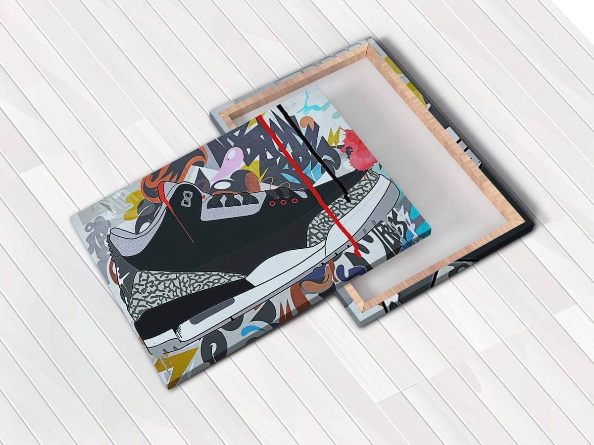 Retro Cement Sneaker Canvas Print, Hypebeast Canvas, Hip Hop Canvas Art, Urban Wall Art, Sneaker Art Canvas - Poster | Canvas Wall Art Print