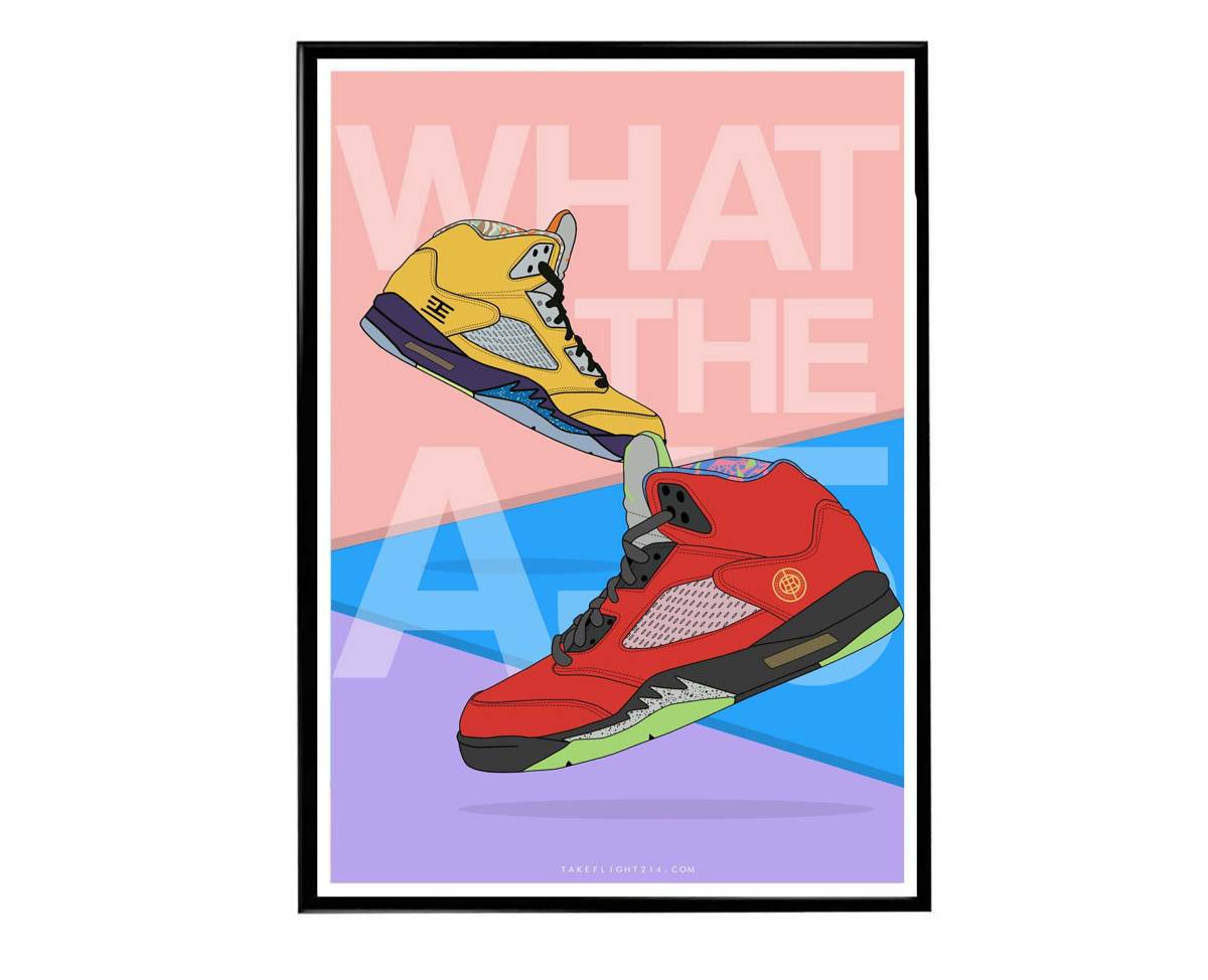 What The Aj 5 Sneaker Poster, Hypebeast Poster, Kicks Poster, Urban Wall Art, Graffiti Wall Art, Streetwear Posters, Sneaker Wall Art - Poster | Canvas Wall Art Print