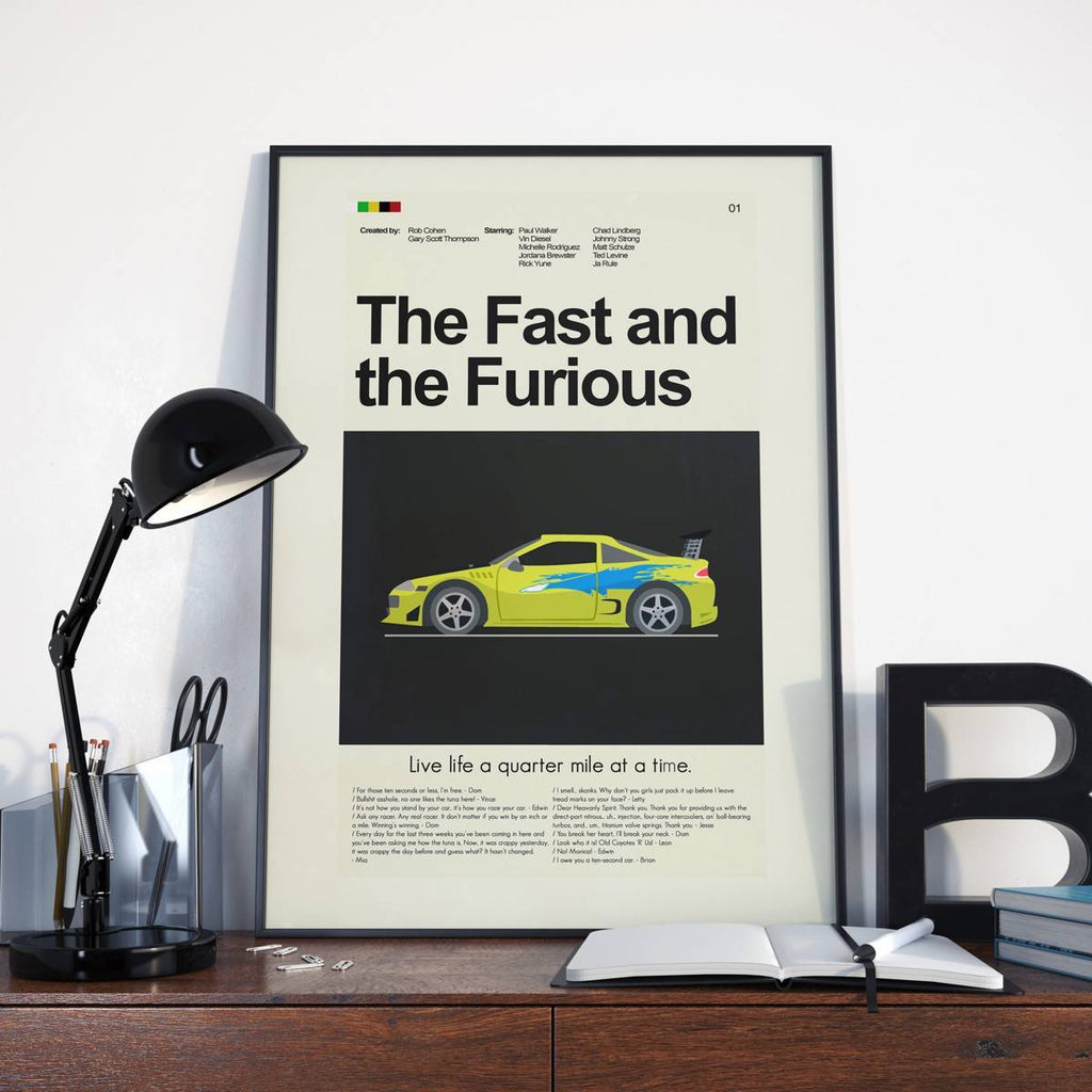 The Fast And The Furious Mid-Century Modern Inspired Print - Poster | Canvas Wall Art Print