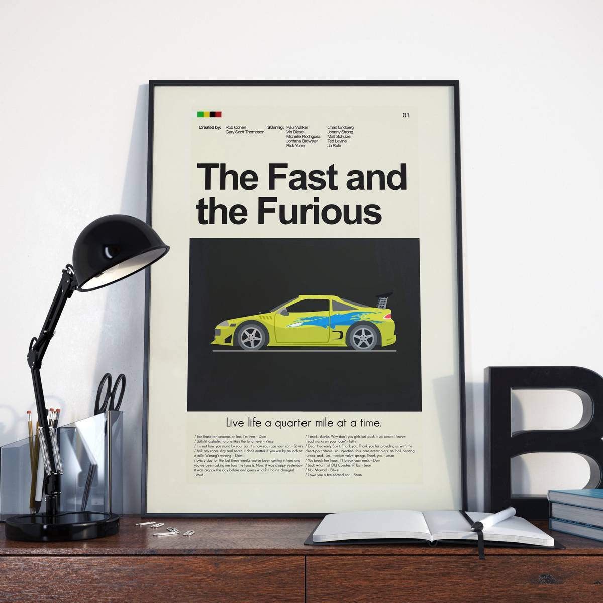 The Fast And The Furious Mid-Century Modern Inspired Print - Poster | Canvas Wall Art Print
