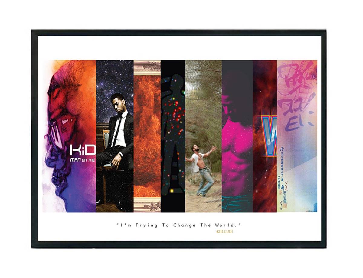 Kid Cudi Album History Poster, Hypebeast Poster, Hip Hop Poster, Urban Wall Art, Yeezy Wall Art - Poster | Canvas Wall Art Print