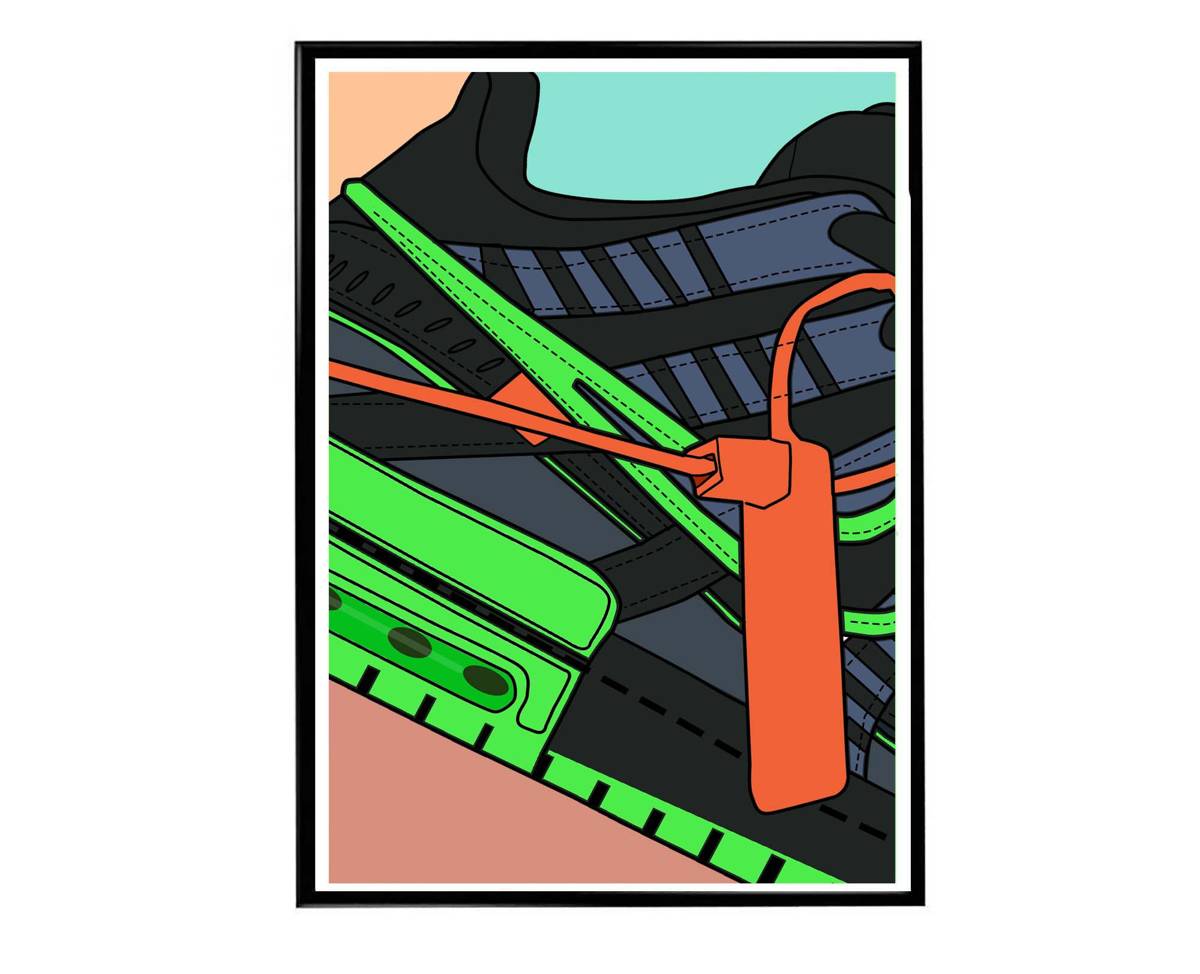 Ow Rubber Dunk Bk Close Sneaker Poster, Hypebeast Poster, Kicks Poster, Urban Wall Art, Graffiti Wall Art, Streetwear Posters, Sneaker Art - Poster | Canvas Wall Art Print
