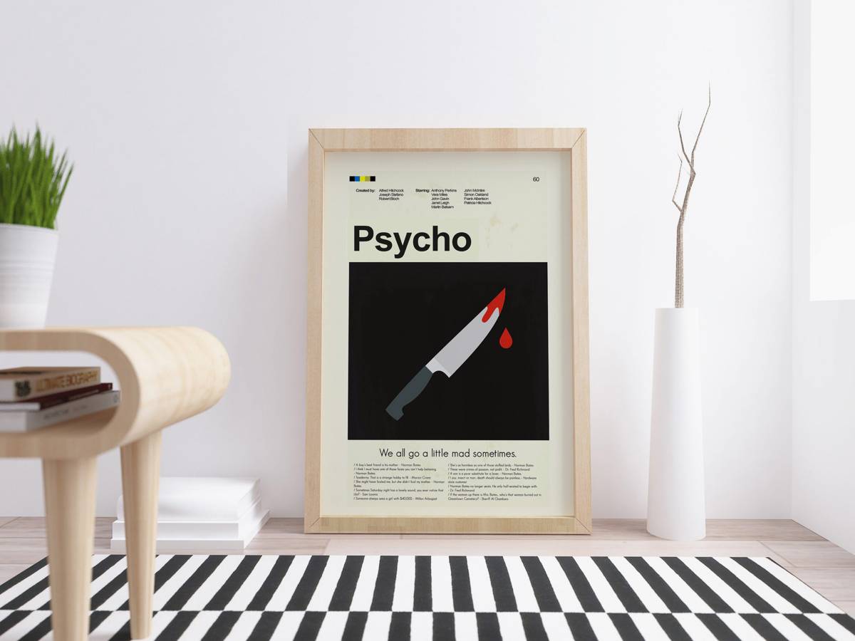 Psycho Mid-Century Modern Inspired Print - Poster | Canvas Wall Art Print