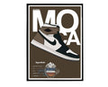 Aj 1 Moca Sneaker Poster, Hypebeast Poster, Kicks Poster, Urban Wall Art, Graffiti Wall Art, Streetwear Posters, Sneaker Wall Art - Poster | Canvas Wall Art Print