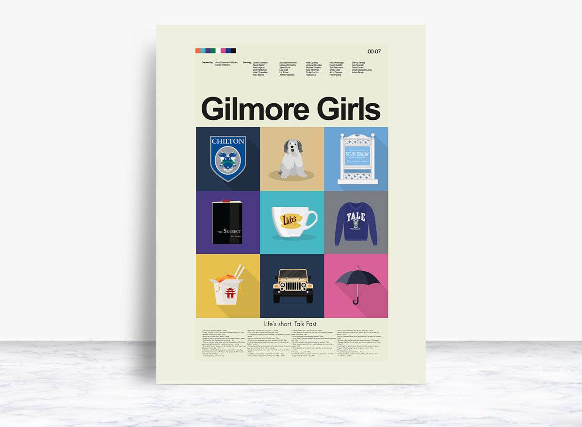 Gilmore Girls Large Mid-Century Modern Inspired Print - 18"X24" Print Only - Poster | Canvas Wall Art Print