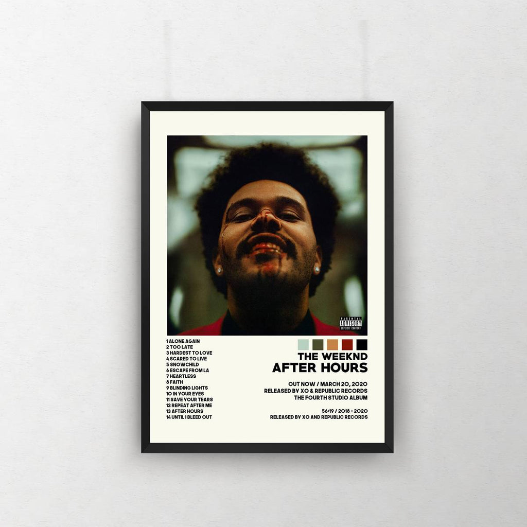 The Weeknd Poster | After Hours Poster | Tracklist Album Cover Poster / Album Cover Poster – Poster | Canvas Wall Art Print