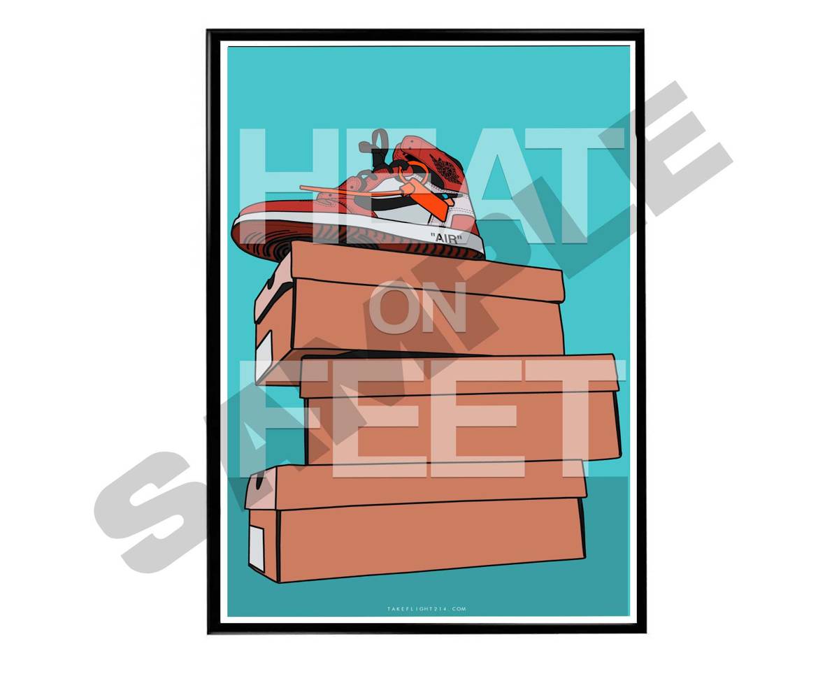 Heat On Feet Sneaker Poster, Hypebeast Poster, Kicks Poster, Urban Wall Art, Graffiti Wall Art, Streetwear Posters, Sneaker Art - Poster | Canvas Wall Art Print