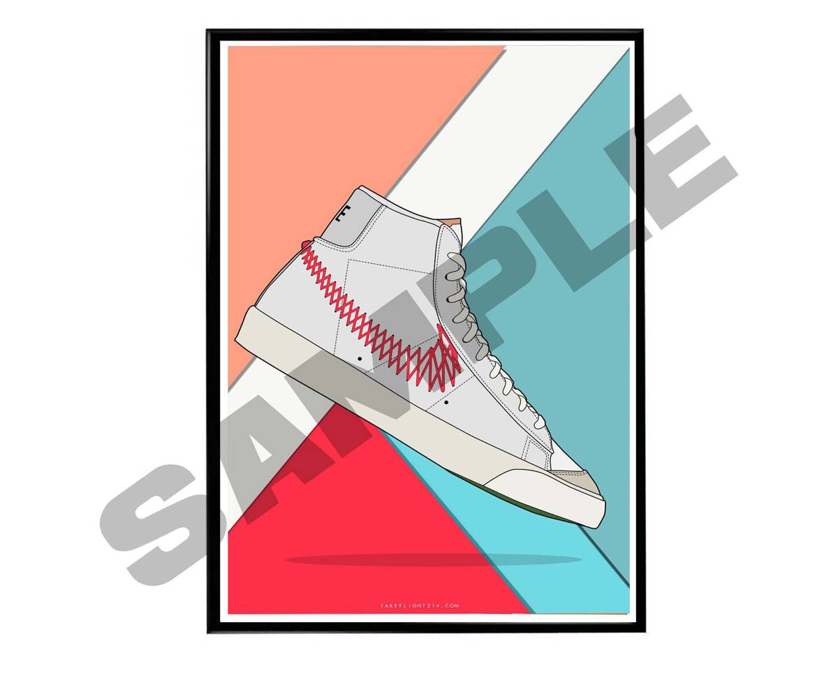 Blazer Zig Zag Sneaker Poster, Hypebeast Poster, Kicks Poster, Urban Wall Art, Graffiti Wall Art, Streetwear Posters, Sneaker Art - Poster | Canvas Wall Art Print
