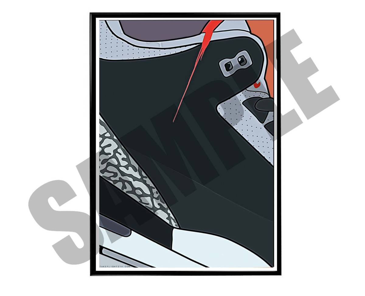 Retro Cement 3 Close Sneaker Poster, Hypebeast Poster, Hip Hop Poster, Urban Wall Art, Streetwear Wall Art, Music Posters - Poster | Canvas Wall Art Print
