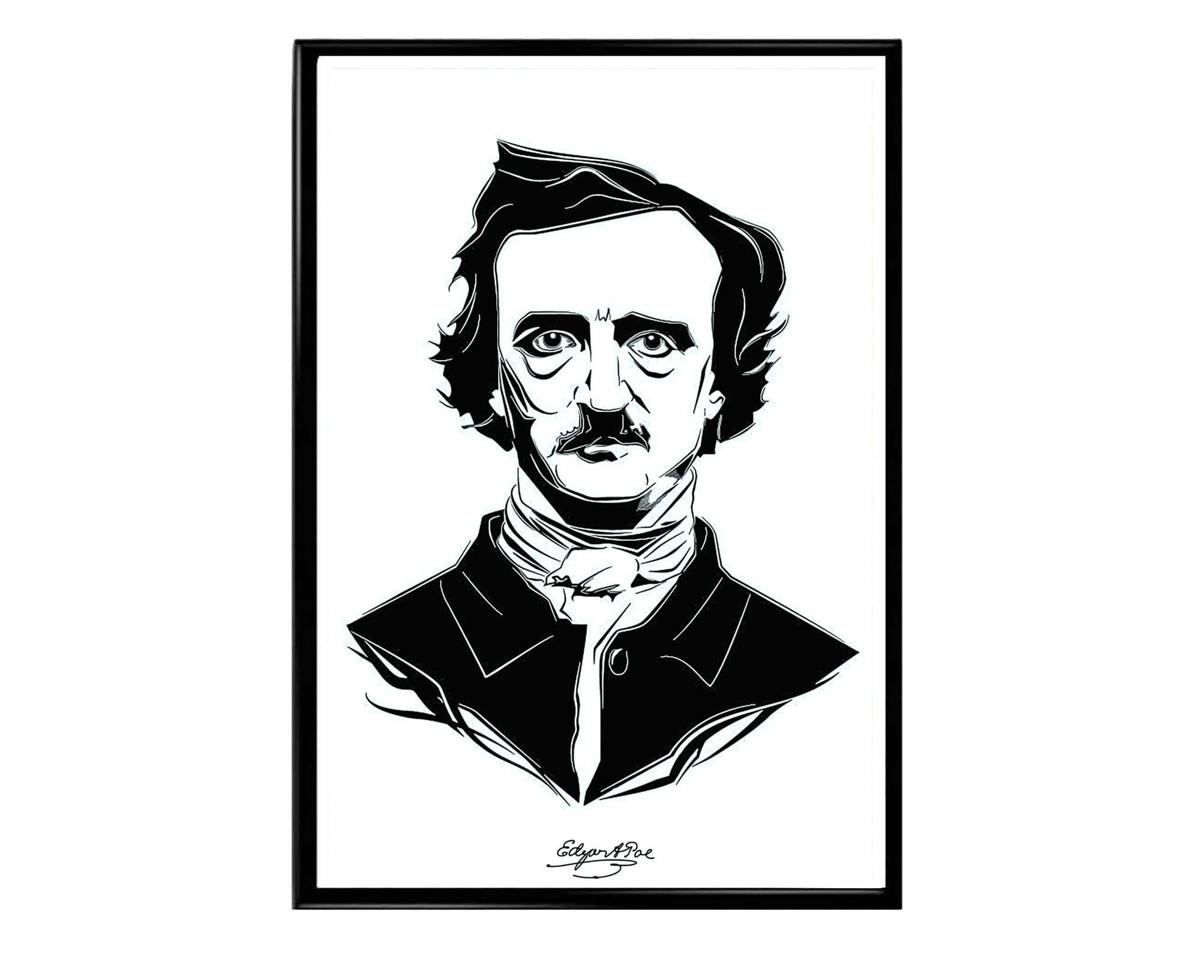 Edgar Allen Poe Drawing Poster, Classic Author Poster, Black And White Poster, Literature Wall Art, Classic Book Posters, The Raven Poster - Poster | Canvas Wall Art Print