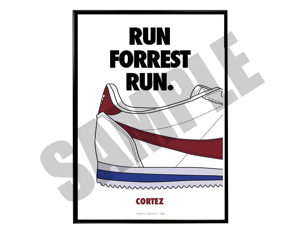 Run Forrest Run Poster, Movie Sneaker Poster, Hypebeast Poster, Kicks Poster, Cortez Sneaker Poster, Streetwear Art Sneaker Art - Poster | Canvas Wall Art Print