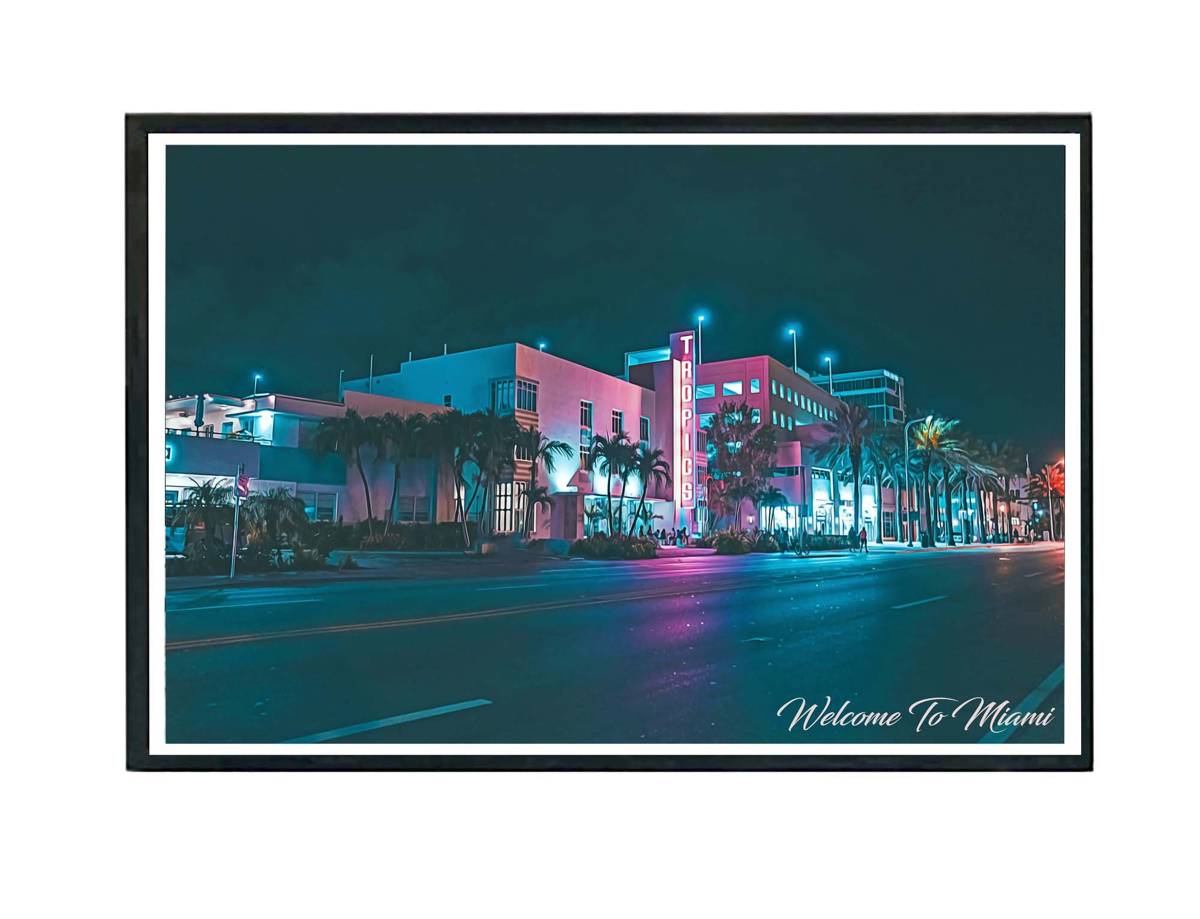 South Beach Nights Poster, Miami Poster, Flordia Poster, Tropical Wall Art, Hypebeast Decor, Art Deco Posters, Ocean Poster, Wonderlust Art - Poster | Canvas Wall Art Print