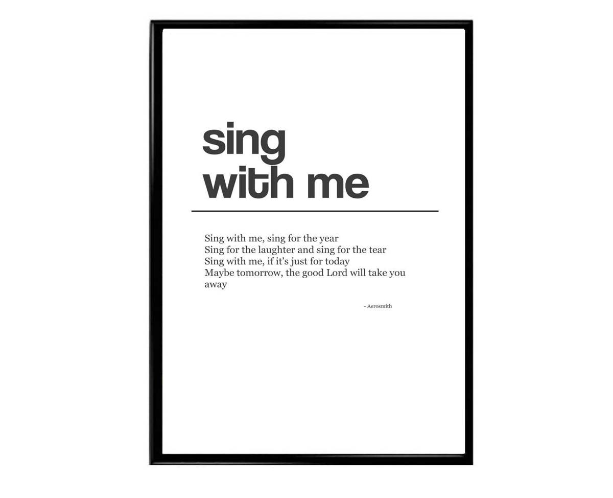Sing With Me Poster, Aerosmith Lyrics Poster, Rock Band, Famous Lyrics Decor, Classic Rock Posters, Music Poster, Famous Quotes - Poster | Canvas Wall Art Print