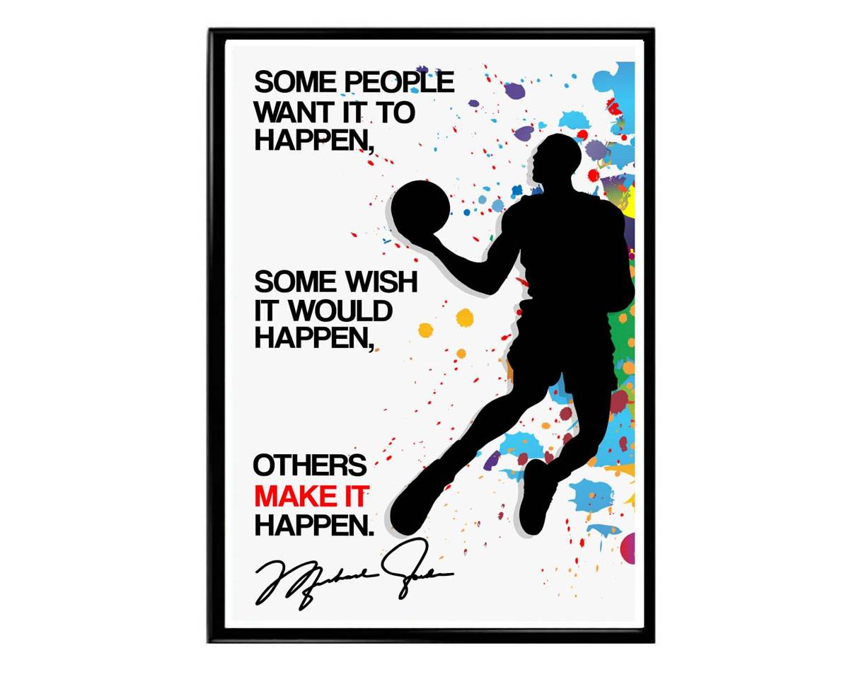 Make It Happen Motivational Poster, Hypebeast Poster, Air Jordan Poster, Sports Quotes Poster, Kids Room Poster, Nursery Poster - Poster | Canvas Wall Art Print