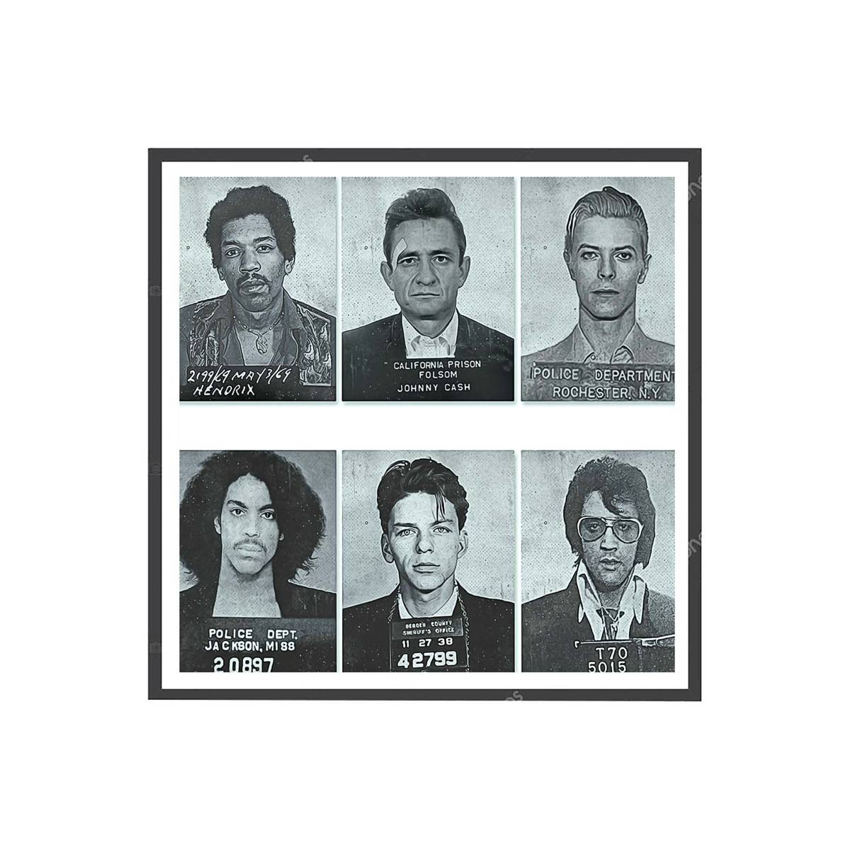 Music Mugshot 2 Poster, Celebrity Mugshot Poster, Rock And Roll Poster, Black And White Posters, Music Poster, Famous Mugshot Poster - Poster | Canvas Wall Art Print