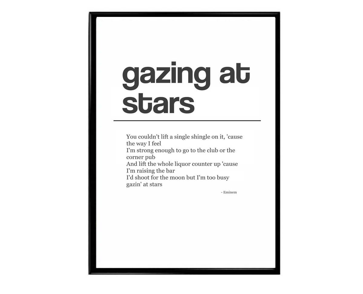 Gazing At The Stars Poster, Eminem Lyrics Poster, Hypebeast Poster, Hypebeast Decor, Rap Posters, Music Poster, Famous Quotes - Poster | Canvas Wall Art Print