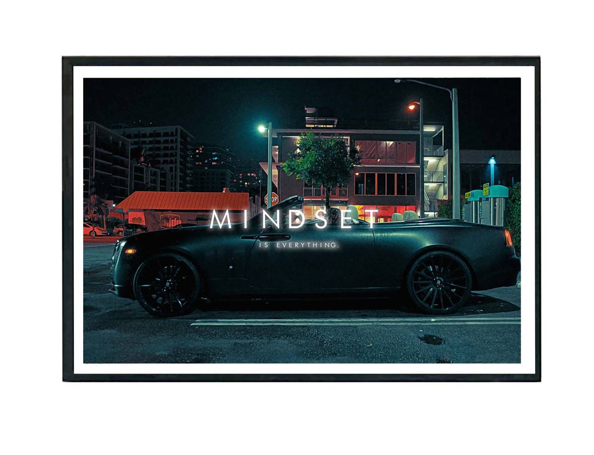 Mindset Is Everything Motivational Poster, Super Car Poster, Hypebeast Poster, Sports Car Poster, Exotic Car Wall Art, Inspirational Posters - Poster | Canvas Wall Art Print