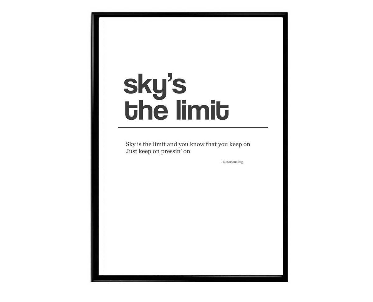 Sky'S The Limit Poster, Notorious Big Lyrics Poster, Hypebeast Poster, Hypebeast Decor, Minimal Rap Posters, Music Poster, Famous Quotes - Poster | Canvas Wall Art Print