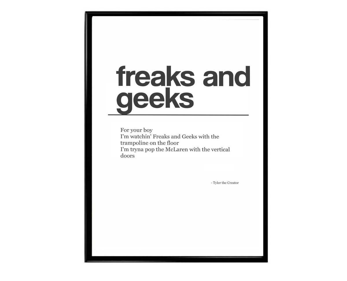 Freaks And Geeks Poster, Tyler The Creator Lyrics Poster, Hypebeast Poster, Hypebeast Decor, Rap Posters, Music Poster, Famous Quotes - Poster | Canvas Wall Art Print