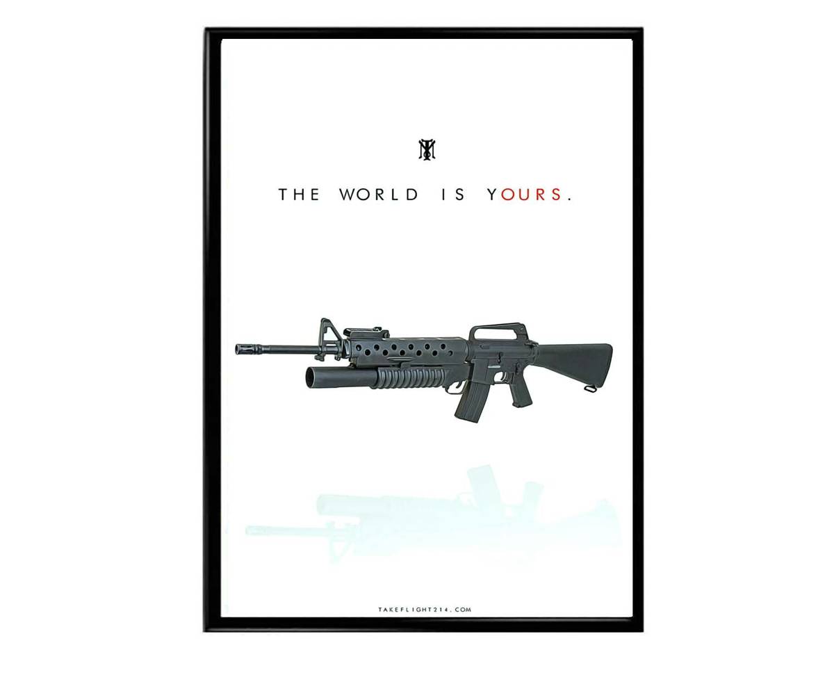Scarface Gun Minimal Movie Poster, Film Poster, Minimilist Art Prints, Action Movie Poster, Typography Poster, Home Office Decor - Poster | Canvas Wall Art Print