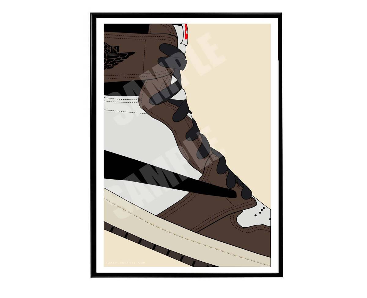 Cactus Jack Air Jordan 1 Sneaker Poster, Sneaker Head Poster, Hypebeast Poster, Kicks Poster, Streetwear Posters, Sneaker Wall Art - Poster | Canvas Wall Art Print